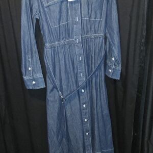 Elegant Blue Long Sleeve Denim Dress